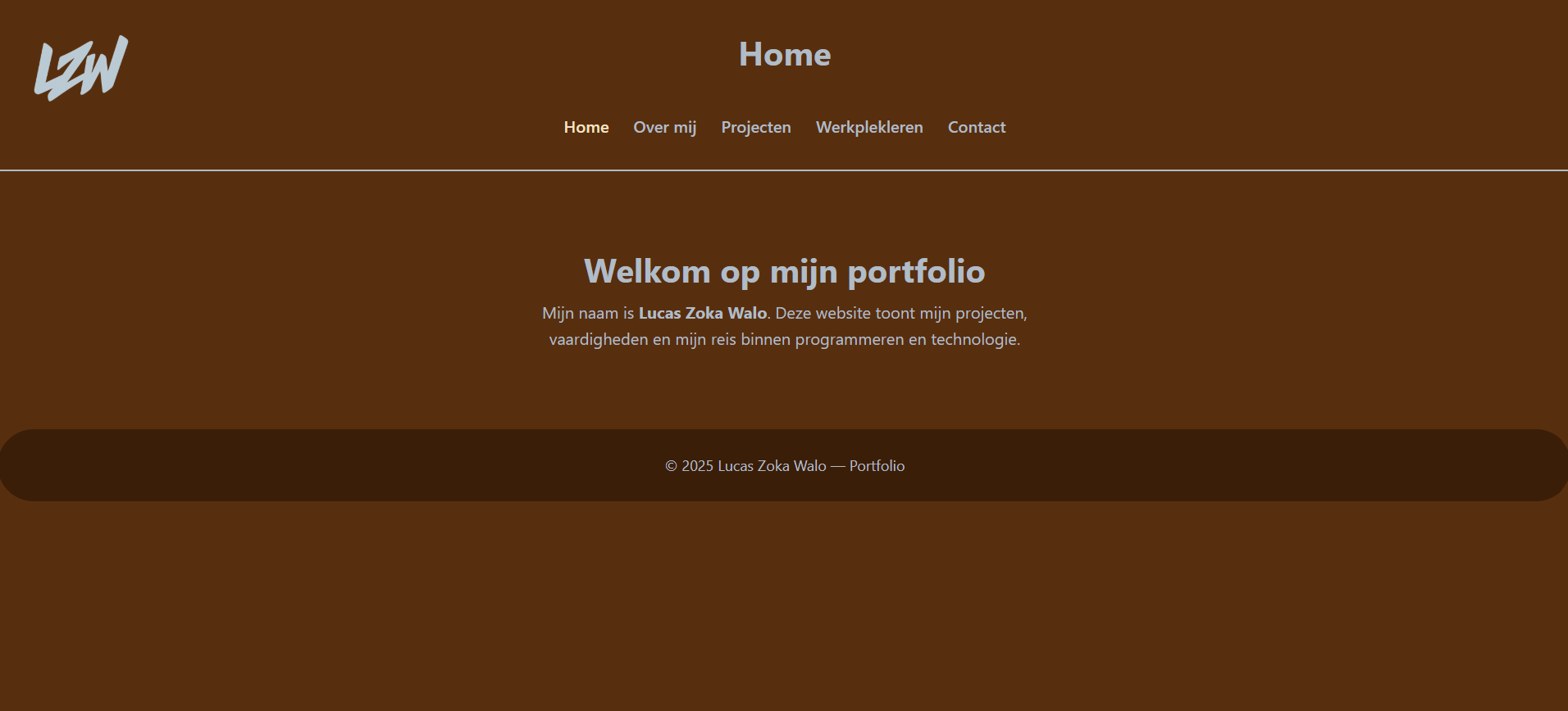 Screenshot van portfolio website